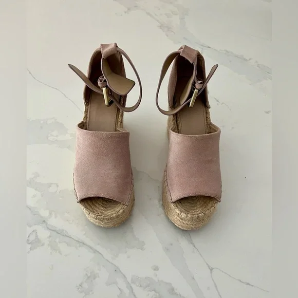 Marc Fisher Pink Espadrille Wedge Sandals - Picture 4 of 11